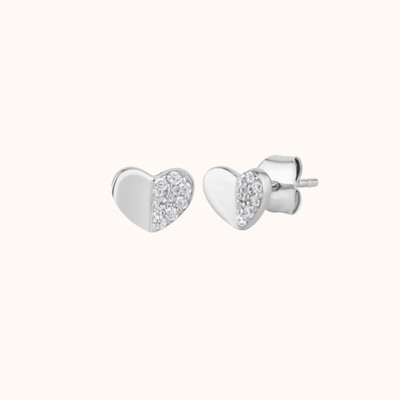 KYMEE Silver Minimalist Heart Stud Earrings for Everyday Wear Sterling Silver Earring Set