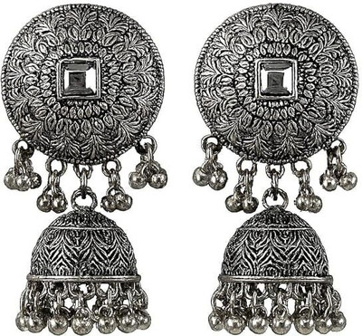 Aashika Oxidized Round Stud Jhumka Earrings Alloy Jhumki Earring