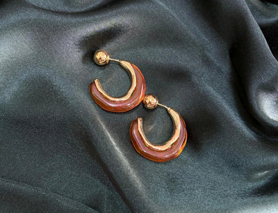 Aira Creations Aira Creations presents Golden Brown earrings Brass Hoop Earring