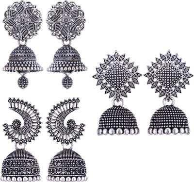 MEENAZ earrings for women silver earrings jhumki combo oxidised jhumka small earrings Beads, Pearl, Cubic Zirconia, Diamond Brass, Enamel, Copper, Zinc, Stone Chandbali Earring, Earring Set, Jhumki Earring