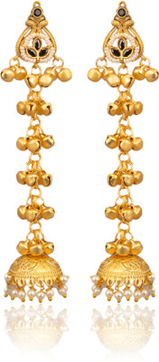 SheStore Traditional Gold Jhumka Long Danglers Alloy Chandbali Earring