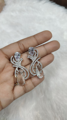 The Riva collection riva stylish white stone earing Cubic Zirconia Alloy Stud Earring