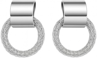 vastu Elegant Silver-Plated Woven Hoop Stud Earrings for Women and Girls Metal Stud Earring
