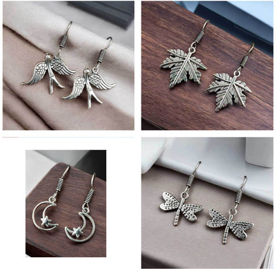alysa Combo of 4 Pair German Silver German Silver Earring Set, Drops & Danglers
