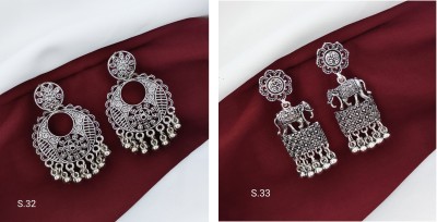 DM MART Combo of 2 earrings women jhumka Silver Oxidised traditional earrings combo Brass, Metal Jhumki Earring