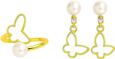 LP JEWELS PEARL DROP BUTTERFLY EARRINGS Alloy Stud Earring