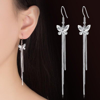 MYKI Above Class Long Butterfly Hanging Earring For Women & Girls Swarovski Zirconia Sterling Silver Drops & Danglers