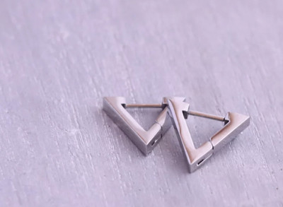 Vedansh Piyush Enterprises Stylish Silver Unisex Triangle Hoop Stud Earrings Alloy Hoop Earring