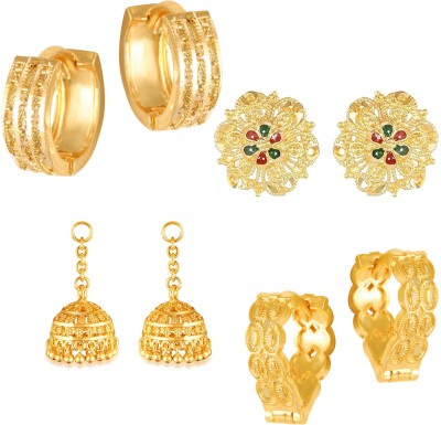 VIGHNAHARTA Vighnaharta Goldens Combo Set(Sales Package-4 Pair Earrings ) Alloy Clip-on Earring, Stud Earring, Jhumki Earring