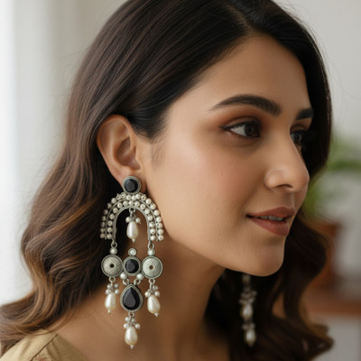 zoki Lexy Silver Pearl Earrings Sterling Silver Stud Earring