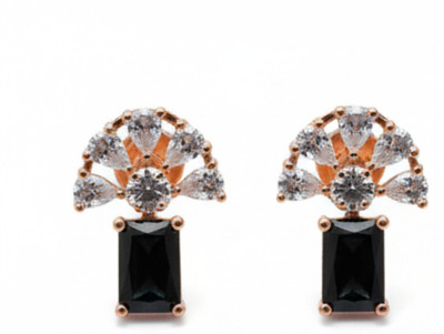 NIMITCREATION Diamond Accent Stud Earrings for Girls & Women – Party,Casual& Wedding Jewelry Black Diamond Brass Stud Earring