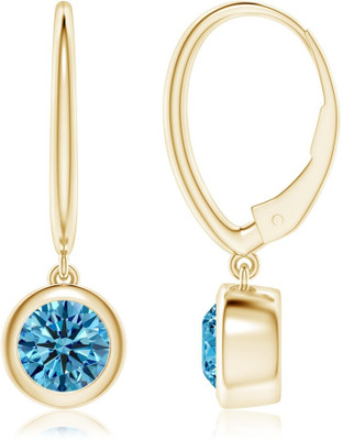 Sivori Sivori | Classic Bezel-Set Round Lab-Grown Fancy Intense Blue Zircon Leverback Zircon Brass Earring Set