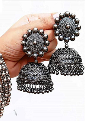 MAYRA TRADING sterling silver oxidised metalic jhumka Agate Alloy Jhumki Earring