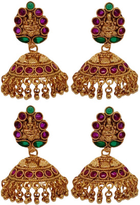 DK FASHION GOLD PLATED ZUMKI EARRING-1ER10-GOLD Ruby Brass Jhumki Earring