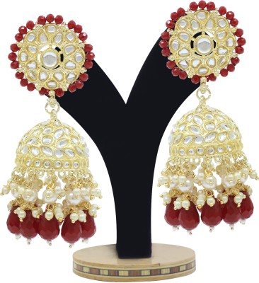 SAIYONI Floral Delight Kundan-Pearl Alloy Jhumki Earring