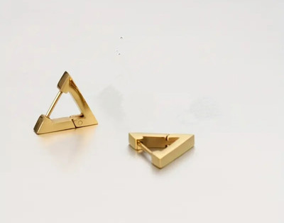 Vedansh Piyush Enterprises Stylish Golden Triangle Hoop Stud Earrings Brass Hoop Earring