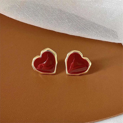 ADORNITY Stylish Heart Stud Earrings For Women Girls Korean Jewellery Alloy Stud Earring