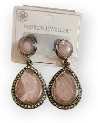 LOVIA BY HM PINK DROP EARRINGS FOR WOMEN, CRYSTAL EARRINGS, STONE EARRINGS Cubic Zirconia Alloy Drops & Danglers