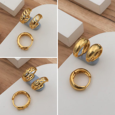 Weroxa Combo Of 3 Brass Huggie Earring