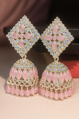ABC Traditional Pink Jhumkha Alloy Jhumki Earring