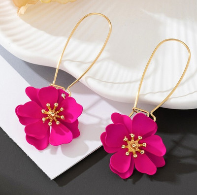 BLINGEE Pink Flower Earrings For Women Girls Korean earring stylish floral earrings Alloy Earring Set, Drops & Danglers