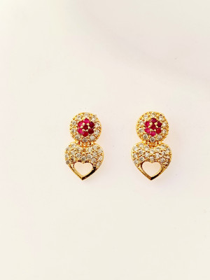 Minimel Earing Amethyst Brass Stud Earring