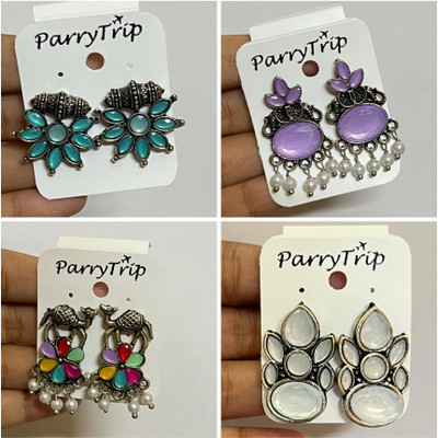 Mishti Jewels Oxidized earring combo German Silver Drops & Danglers