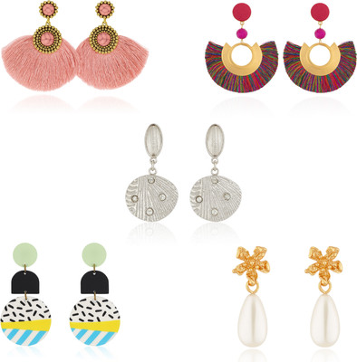 iFlip Zone 5 Pair Elegant Earrings for Women – Stylish Statement Jewelry Gift Set Metal Stud Earring