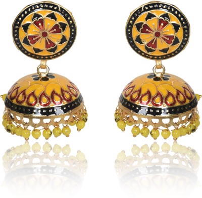 Nilu's Collection Nilu's Collection Meenakari Dome Shape Multicolour Lightweight Jhumka for Women Brass Jhumki Earring