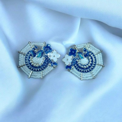 MYSTERIOUSMART Stud Peacock Style Earrings for girls Pearl Alloy, Brass Stud Earring