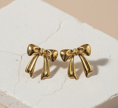 Primevibe Long Minimal Bow Studs Stainless Steel Stud Earring