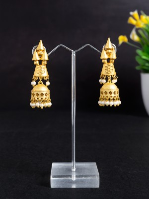 GOLDEN PEACOCK Gold-Plated Dome Shaped Classic Jhumki Earrings Alloy Jhumki Earring