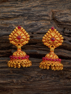 Kushal's Fashion Jewellery Green Victorian-Plated Ethnic Kundan Drop Earring Copper Drops & Danglers