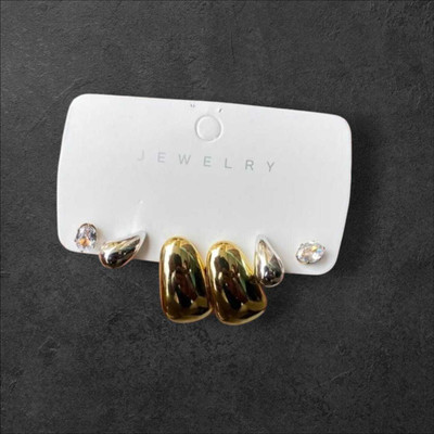 Elegant Fusionn 3 pcs tear studs Peridot Alloy Stud Earring