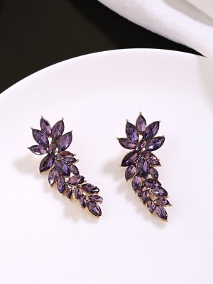 Kairangi Fashion Purple Stone Crystal Stone Earring Crystal Copper Drops & Danglers