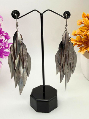 uniqquejewels Black Metal Leaf Dangler Earrings for Women | Fashion Jewellery | Earrings Alloy Drops & Danglers