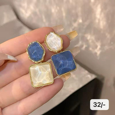 pasu fashion Gold stone earrings Pearl Alloy Clip-on Earring
