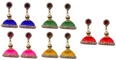 SRI Earrings 05 Colourful Silk Thread Earrings for Girls Fabric Earring Set Silk Dori Drops & Danglers