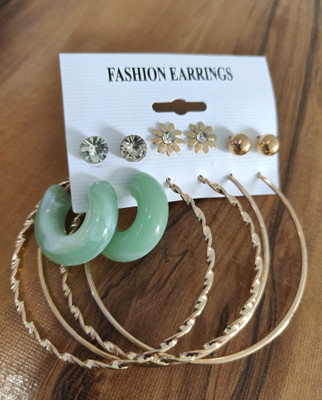 SR Sarthak Royal Trendy Korean Combo Earrings Set – Stylish Everyday Wear Pearl Alloy Hoop Earring, Drops & Danglers, Earring Set