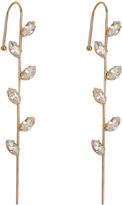 Vembley Stylish Pack Of 2 Gold Plated Zircon Studded Leaf Ear Cuff Alloy Cuff Earring