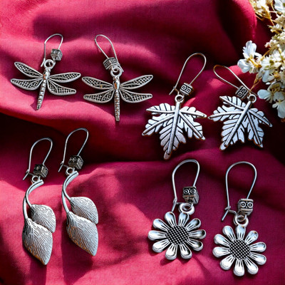 MAYUK ARTSY 4 pair combo German Silver Earring Set