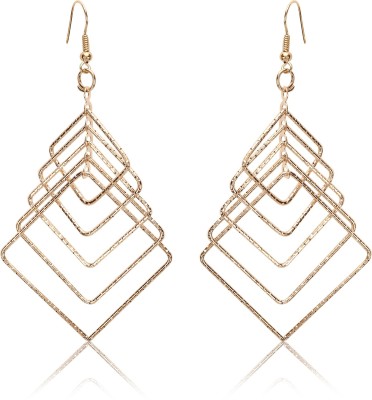 Skylofts Fashion Square Gold Plated Dangler Earrings Ruffles Fancy Party Wear For Girls And Women Metal Drops & Danglers