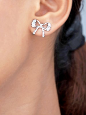 Ezurr Ribbon bow Stud Earrings Sterling Silver Earring Set