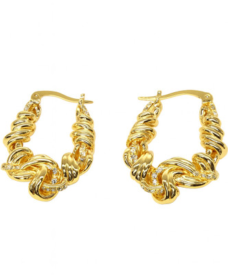 ARISAA Twisted Retro Big Chunky Flower Hoop Earrings Brass Stud Earring