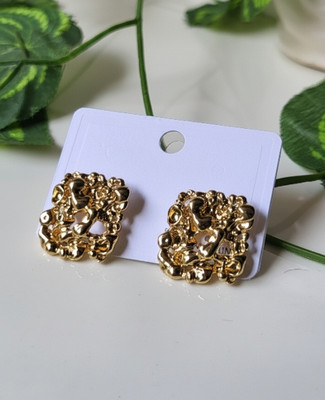 Aura Collection Women's Designer Gold-Plated Statement Stud Earrings Stainless Steel Stud Earring