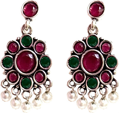Gleefolks Traditional Classic Stylish Stone Earrings Metal Drops & Danglers