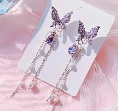 Vembley New Trendy Purple Butterfly Shape drop Earring for ladies Alloy Drops & Danglers