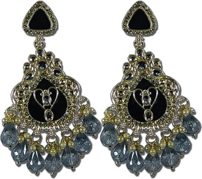 AZTAZ Royal Grey Black Drop Earrings Alloy Chandbali Earring