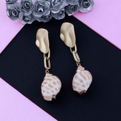 SILVER SHINE Stylist Party Wear Shell Drop Earring for Girls and Women Alloy Drops & Danglers