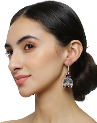 alysa Bridal Wedding Traditional Gold Pearl Jhumkas/ Jhumka/ Jhumki Earrings For Women Silver, Alloy Jhumki Earring
